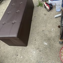 Brown 45 in. x 15 in. x 15 in. Large Folding Storage Faux Leather Ottoman Pouffe Box Stool