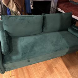 Green Velvet-like Couch