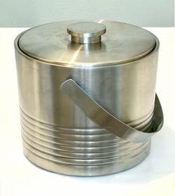 MCM-style Brushed Stainless Steel Double-wall Ice Bucket