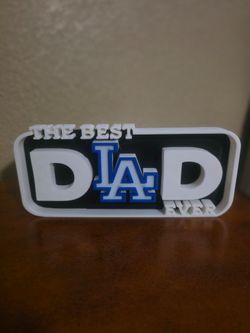 Personalized Dodgers-themed desk sign Best Dad Ever