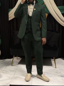 Emeral Green Suit With Versace Belt, Shoes, And Pins