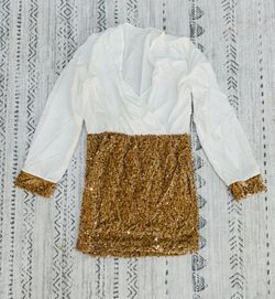 Gold White Sequin Dress