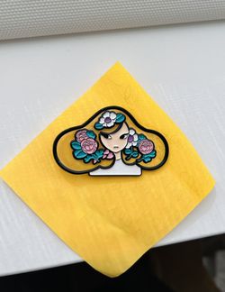 NEW Translucent Pin- Woman With Flowers In Hair