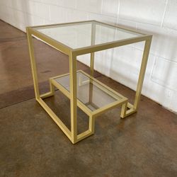 2-Tier Gold Side/End Table -Square Metal Frame 