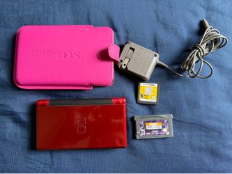 Nintendo DS Lite, Red/Black with case, charger and games
