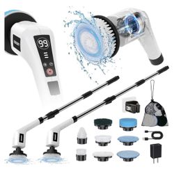Electric Spin Scrubber, Cordless Cleaning Brush with 8 Replaceable Brush Heads