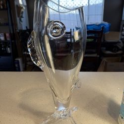 Blenko-Type Vintage Mid Century Modern Hand Blown Glass Fish Vase
