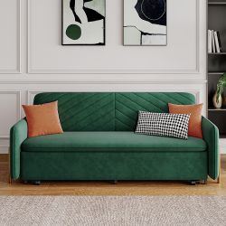 GREEN CASPAR SOFA BED CONVERTIBLE LOUNGE DAY BED