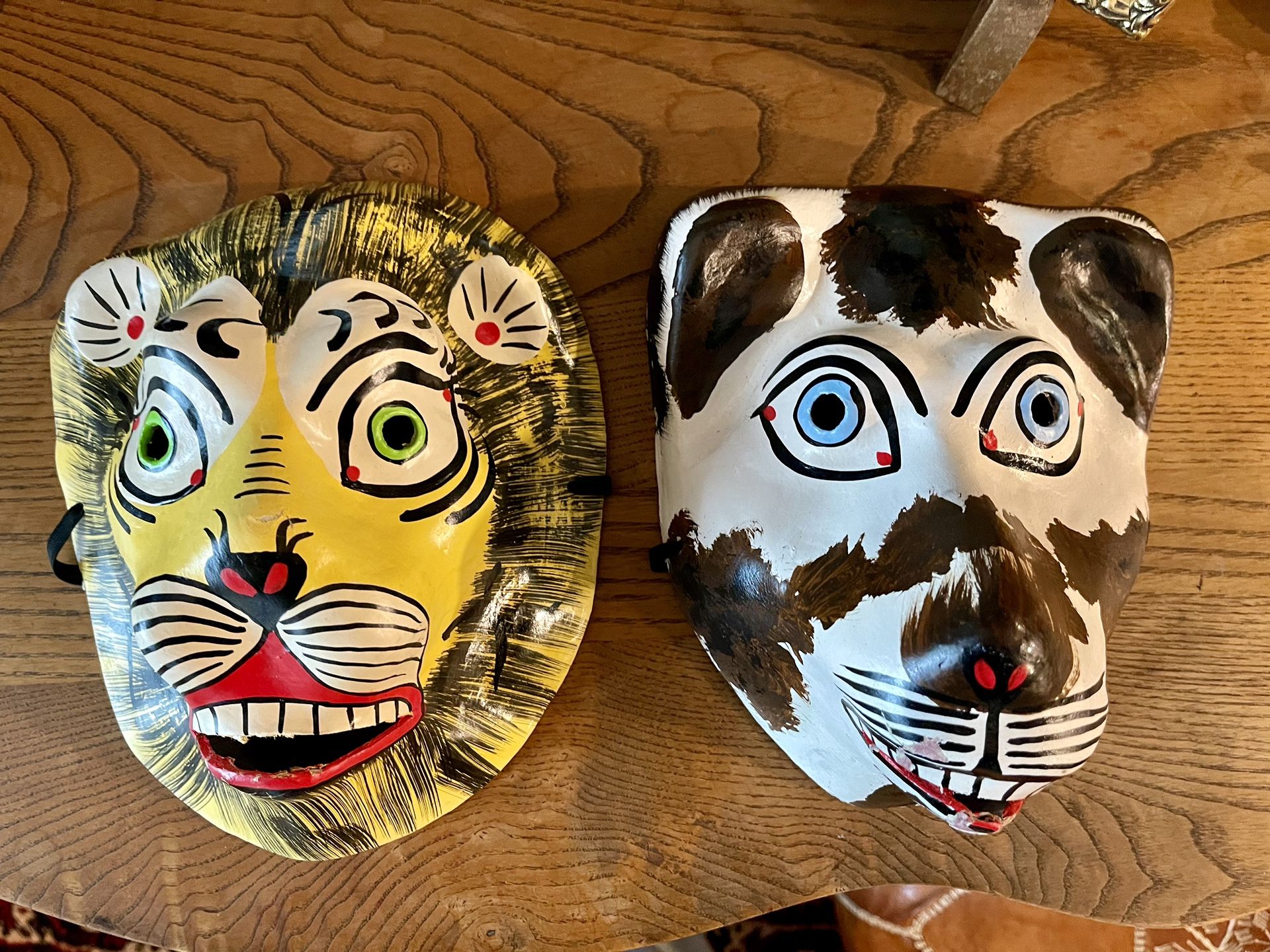 Vintage Folk Art Paper Mache Masks Halloween 