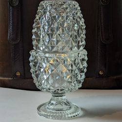 Vintage clear diamond point cut glass Fairy Lamp Petites Choses