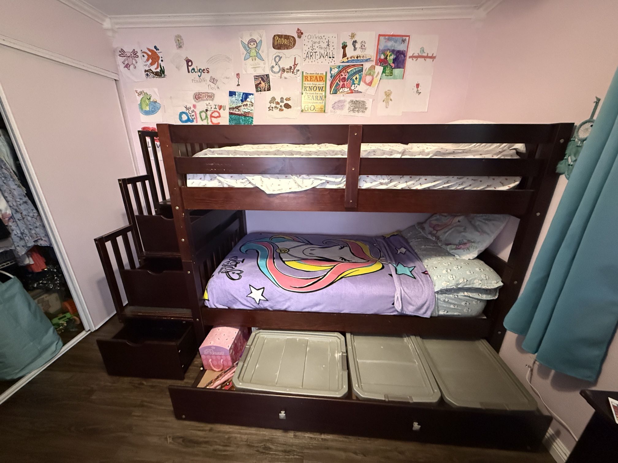 Twin Over Twin Bunk Bed With Stairs 