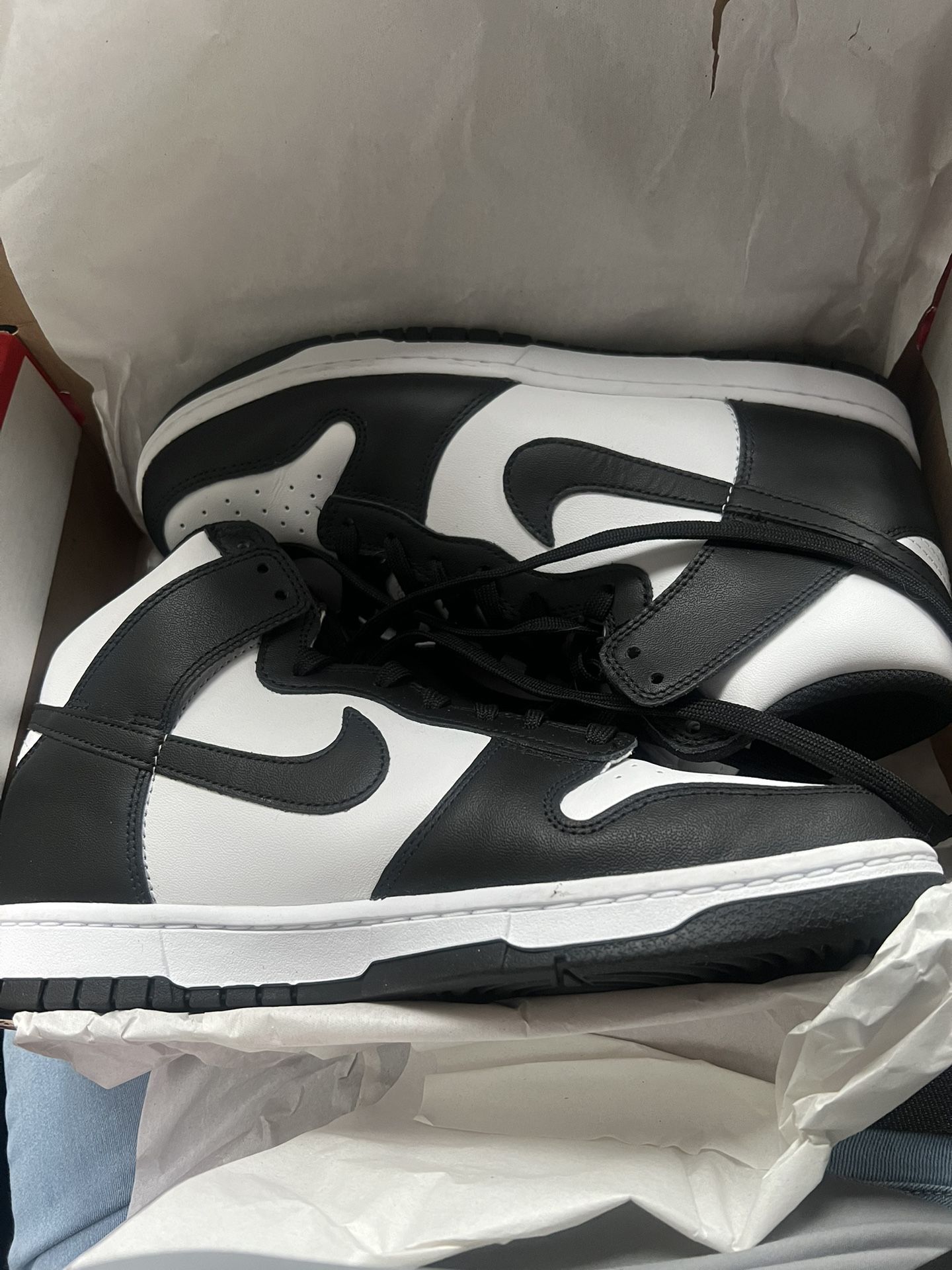 High top Panda Dunks Sz 9.5