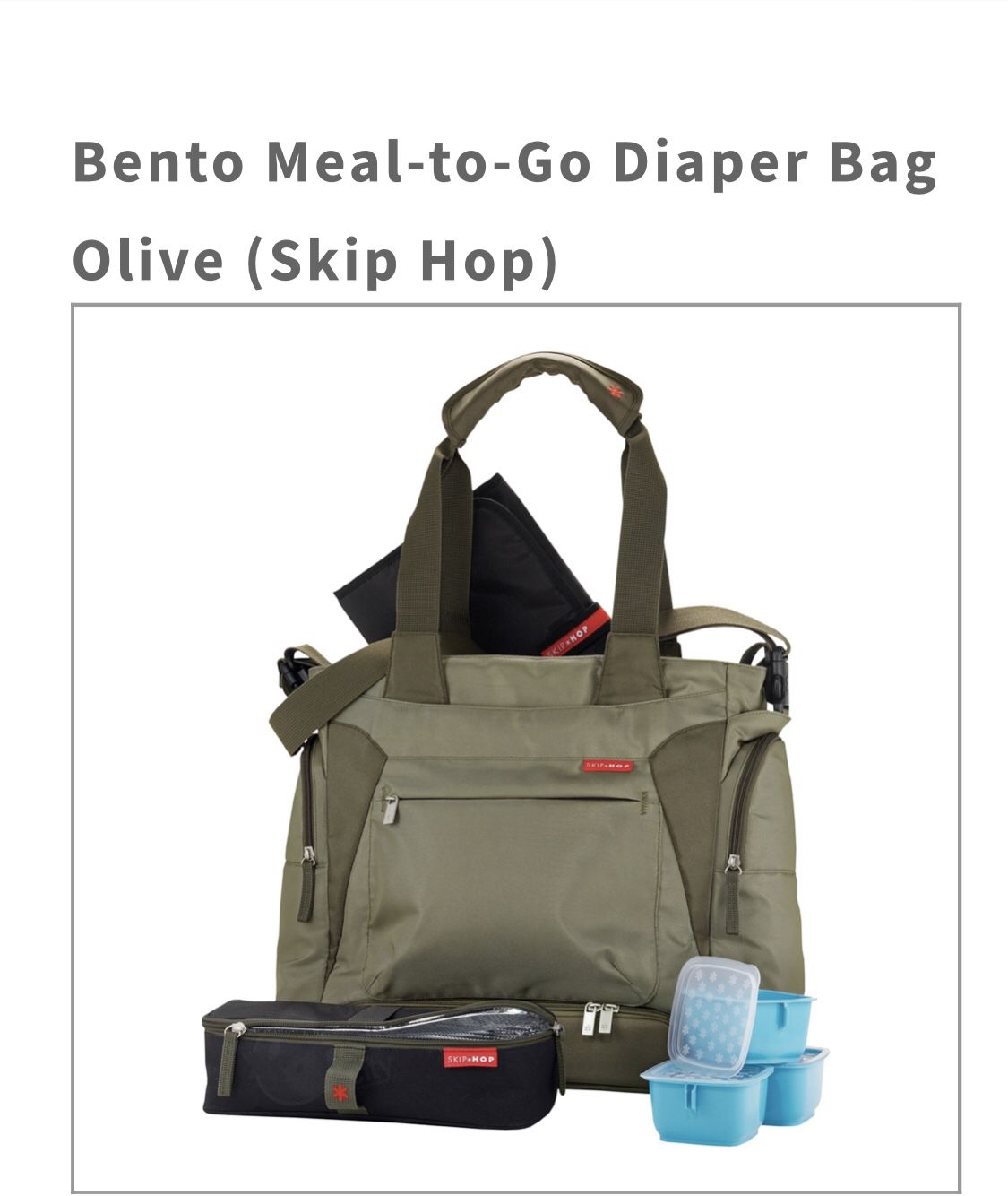 New- Bento Meal to go Olive diaper bag (SKIP HOP)