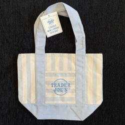TRADER JOE’S STRIPE MINI TOTE BAG BLUE