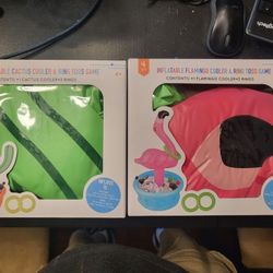 Inflatable Flamingo and Cactus Cooler and Ring Toss