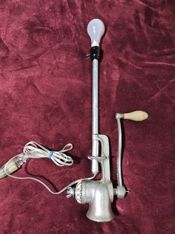 Vintage Universal 1 Steampunk Antique Meat Grinder Lamp USA Made *No Lamp Shade