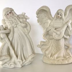 Vintage Christmas Old World Santa & Angel Playing Instrument Figurines K’s Collection 