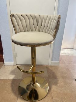 Adjustable Bar Stool with Gold Base