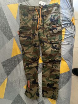 Camo Cargo Pants with Orange Accents