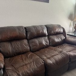 Brown Leather Couch 