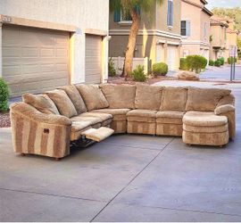 Tan Reclining Sectional with Chaise