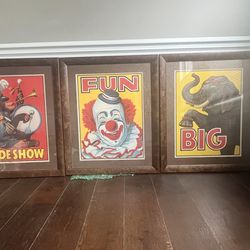 4 Custom Framed Antique Circus Posters