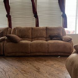 Leather Sofa (two Full Size And One Recliner 