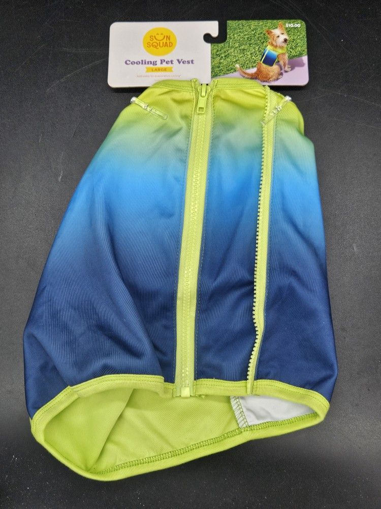 Sun Squad Cooling Pet Vest Size L Large - Up to 80 Lbs - Green/blue NEW