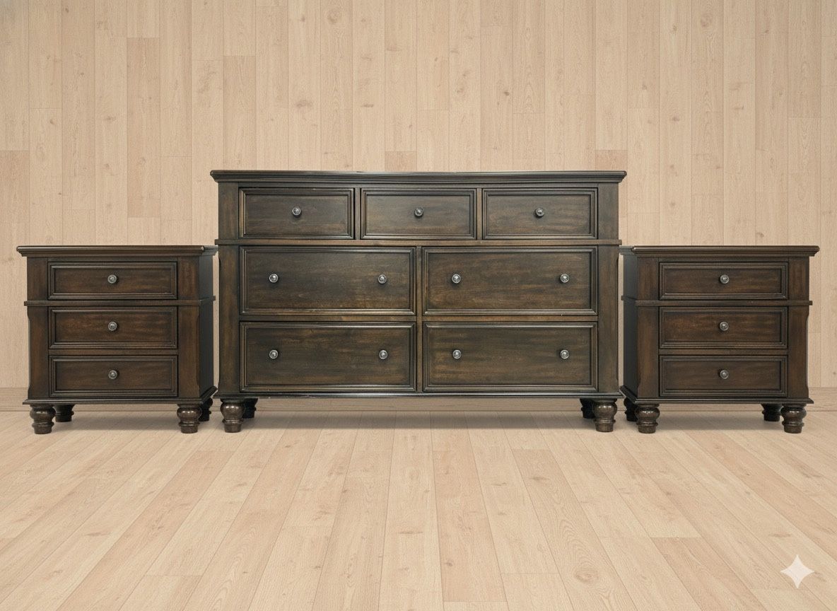 Ashely Dresser And Matching Nightstands With Charging Outlets