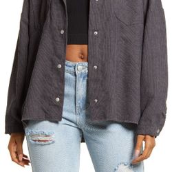 BP Oversized Corduroy Shirt Jacket In Grey Magnet Size Medium Nordstrom