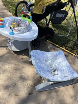 Baby Activity Center + Baby Rocker – Clean & Ready to Use 	•	Infant Activity Table & Rocker Bundle – Great Condition