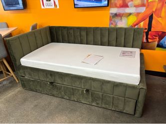 Twin over twin trundle bed frame with mattresses