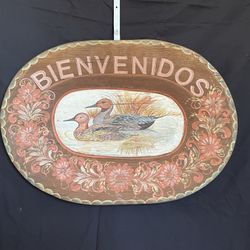 Decorative Welcome Country Wood Plaque “BIENVENIDOS” 20”x14” Item#095