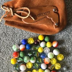 👀lots of MARBLES AND DAVY CROCKETT SUEDE POUCH.  holmdel nj