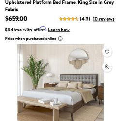 Mid-century Eastern King Platform Bed
