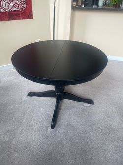 Dining Table  IKEA black , round with extension piece