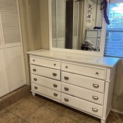 Bed Frame With Matching Dresser + Mirror 