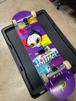 Blind skateboarding; purple glitched reaper complete skateboard