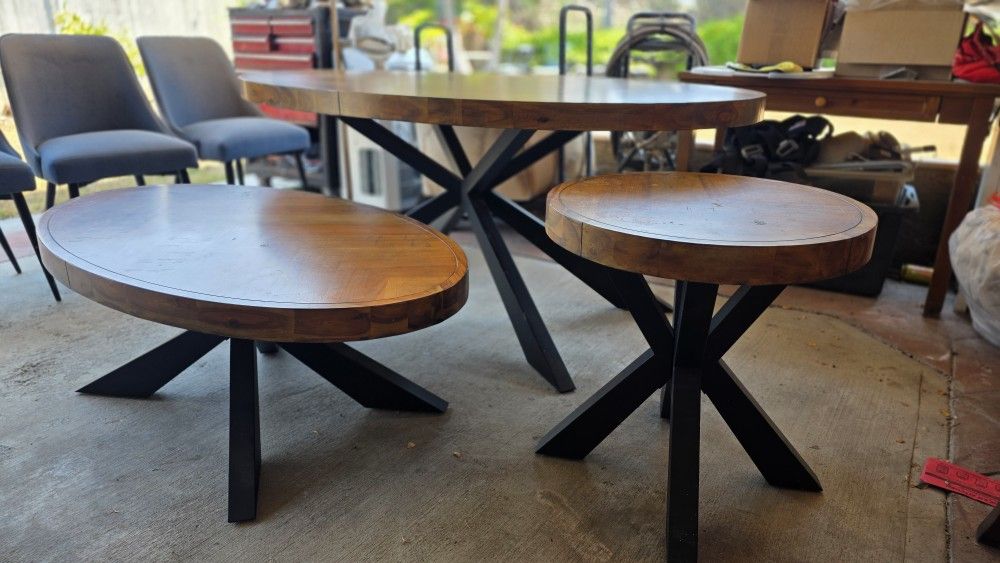 Solid Acacia Wood Dining Room Table set