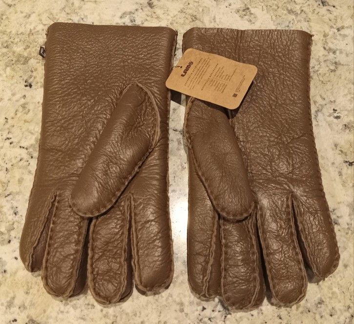 100% AUTHENTIC Men's Australian PREMIUM SHEEPSKIN Brown Leather Insulated Warm Gloves size XL BRAND NEW SEALED $30 FIRM