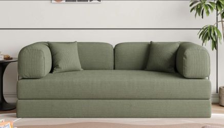 Brand New GREEN Convertible Corduroy Sofa Sleeper – Still in Box