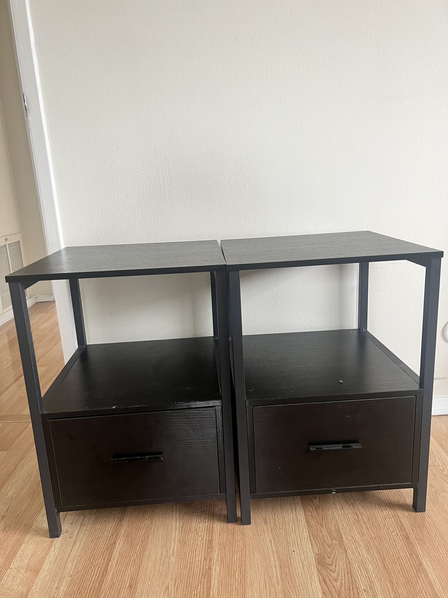 Black VECELO Nightstand Set of 2 with Drawer