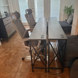 Two USB Tables And Gray Office Chairs