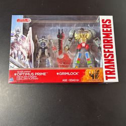 Transformers Age of Extinction AOE Silver Knight Optimus Prime & Grimlock