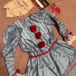 New Small kids girls youth penny wise clown costume dress it accessories outfit