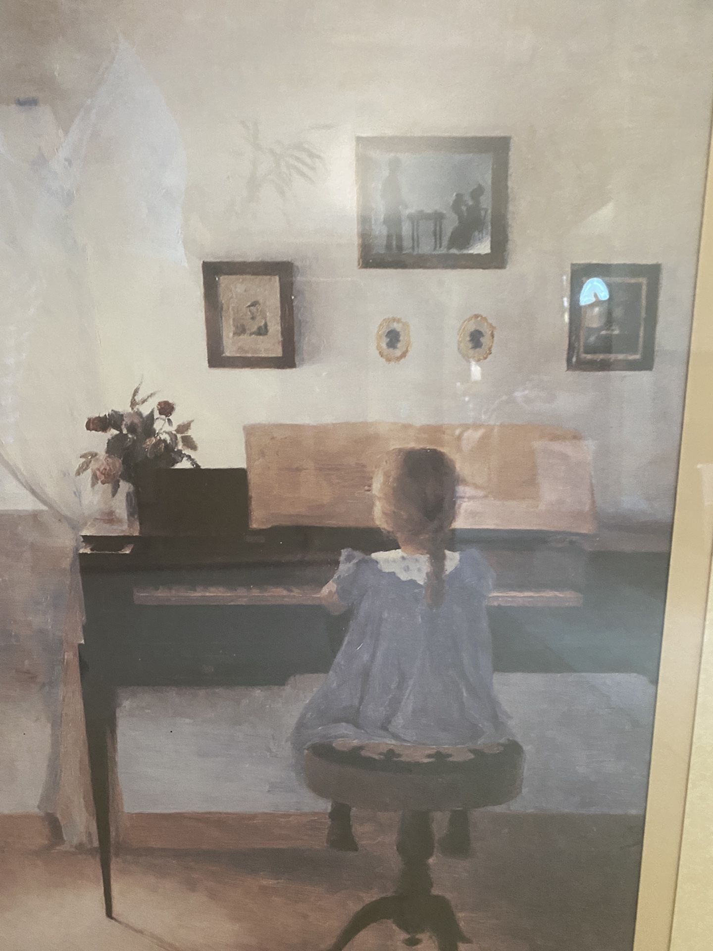 Piano Girl Art Picture Framed