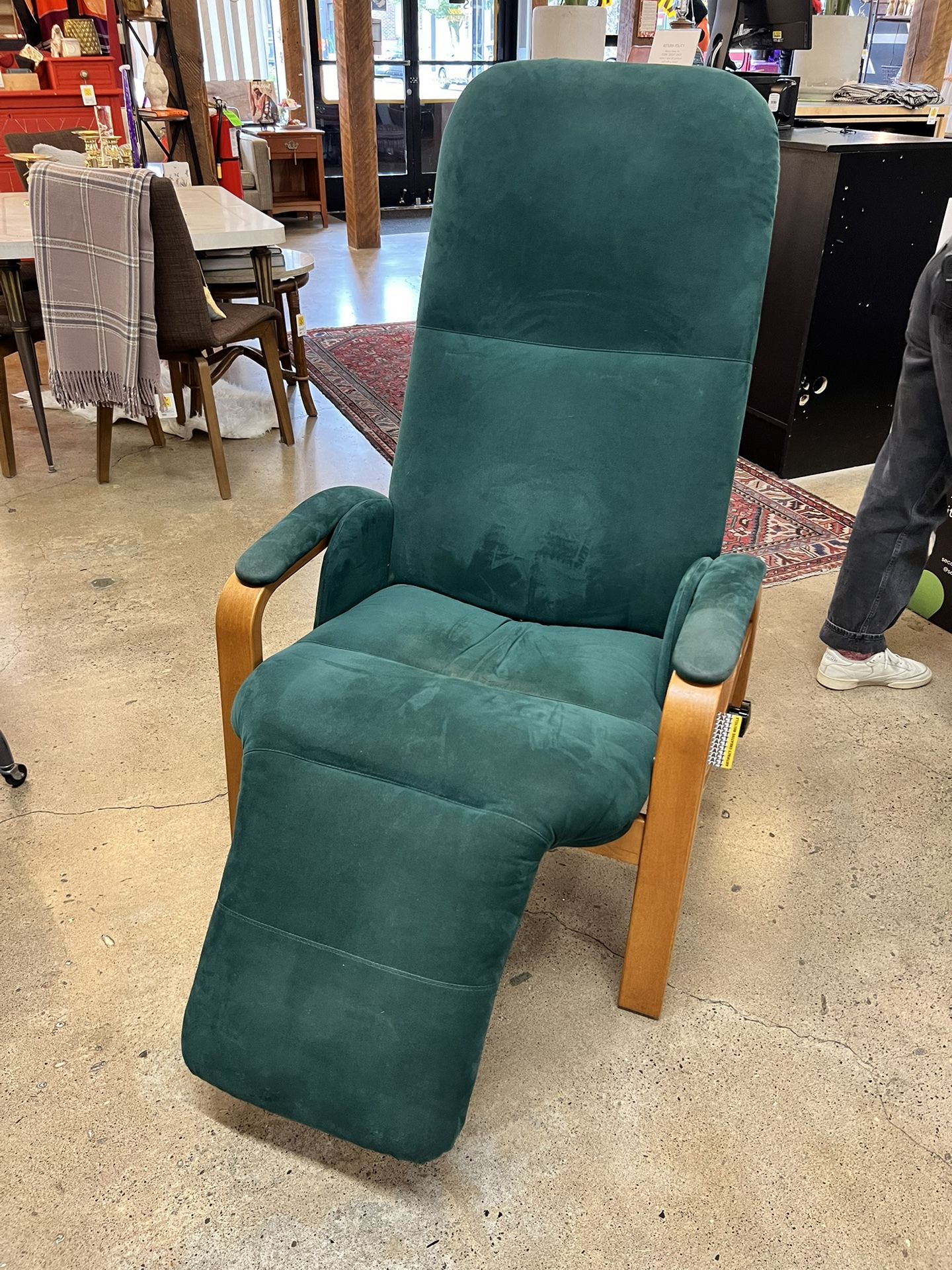 Wooden Legs Green Suede Recliner Chair (DXS7WZ)