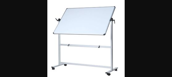 VIZ-PRO Double-Sided Magnetic Mobile Whiteboard - 48x36", Rolling Stand, 360° Rotatable