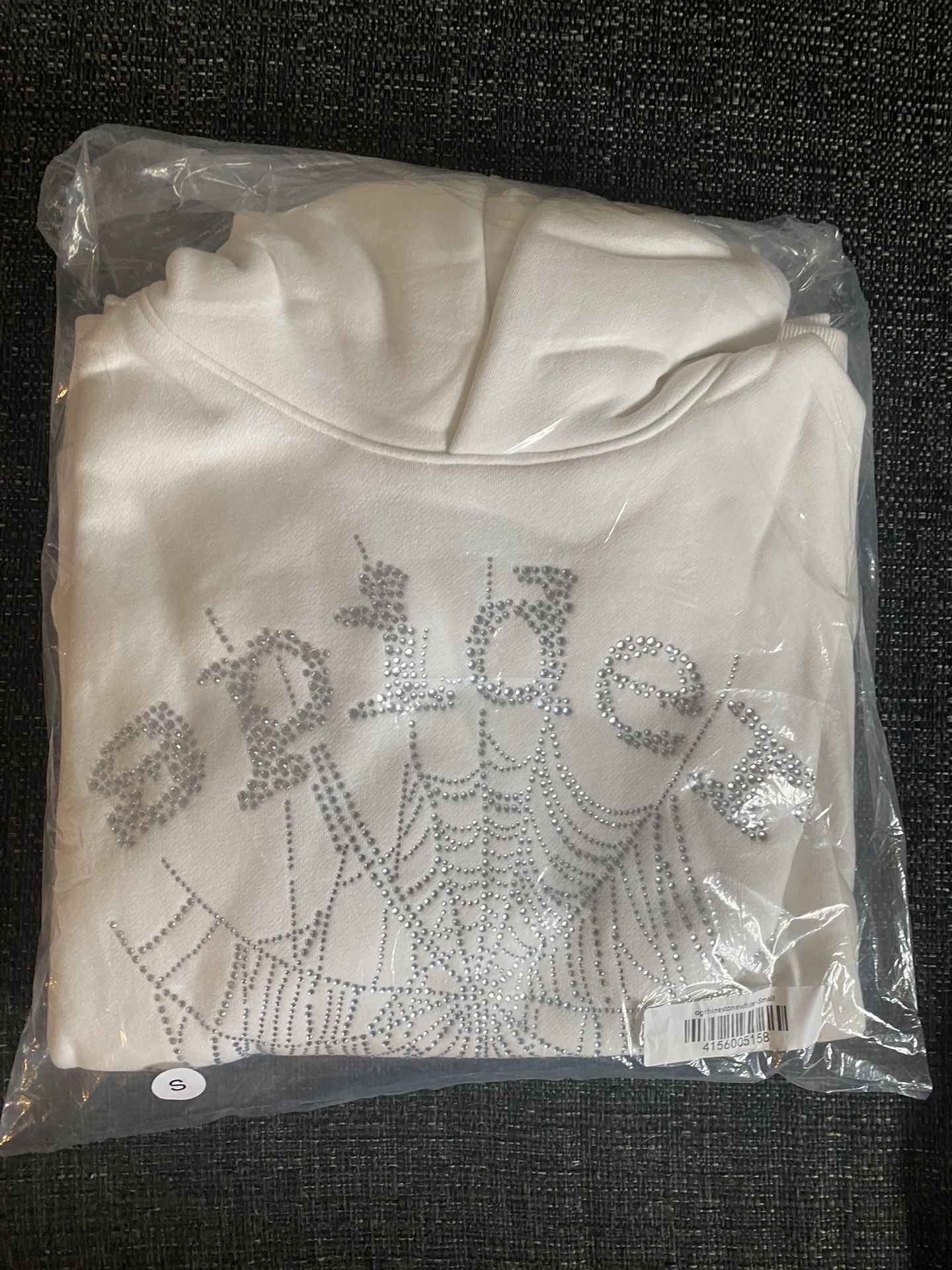 1:1 REP | Sp5der OG Rhinestone Hoodie White | Size Small