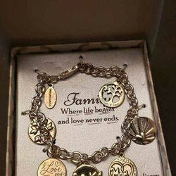 Sterling Silver Bracelet and Charms - Family themed